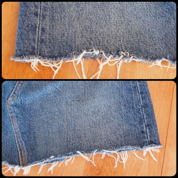 Rare LEVI's Classic Blue Ribcage V Yoke Frayed Skirt - Picture 11 of 16